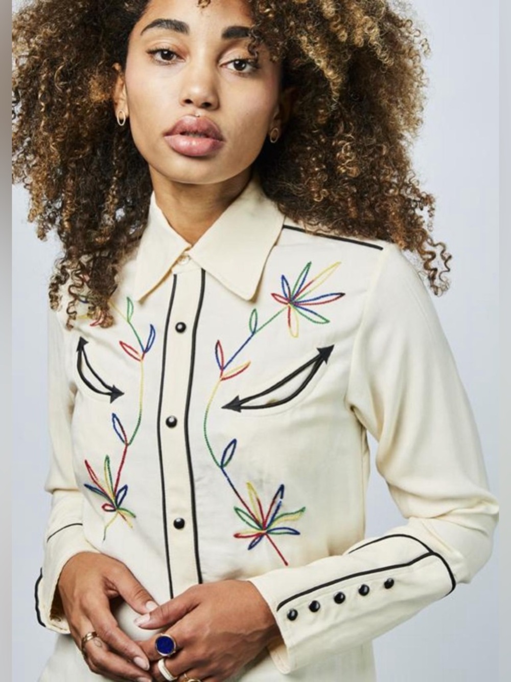 NWT Bliss and Mischief SIZE 3 Sweet Jane western embroidered shirt in ivory - Picture 3 of 12